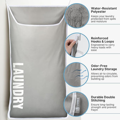 Hanging Laundry Hamper Bag XL 40x22", Space Saving over the Door Storage Bags