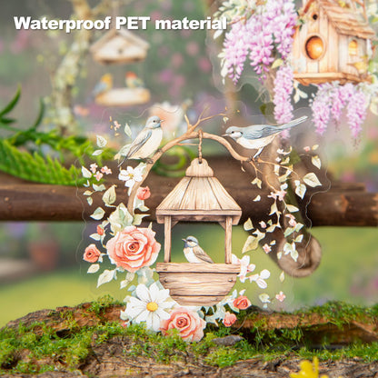 Miyouluna 60PCS Birdhouse PET Stickers, Nature Bird Nest Scrapbook Stickers for Journaling, DIY Crafts and Planner Decoration, Transparent Waterproof Junk Journal Supplies