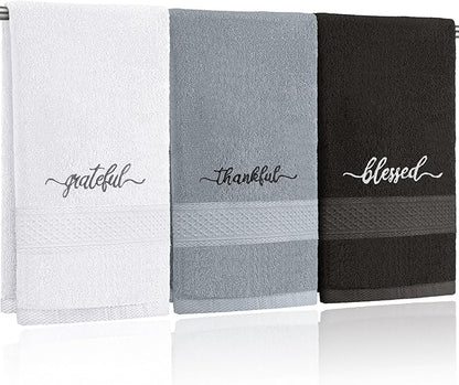 Peryiter 3 Pcs Farmhouse Bathroom Decor Hand Towels 14x29 Inch Cotton Bath