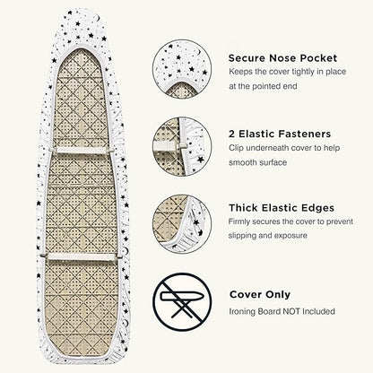 Ironing Board Cover and Pad 15"x54" Extra Thick Natural Cotton, Scorch and