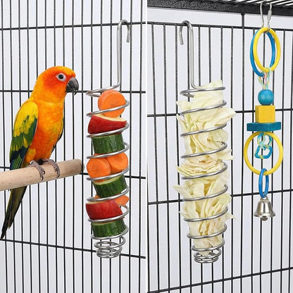 2 Pack Millet Spray Holder for Parrots, Parakeet Treat Sticks Feeder, Natural Millet Treats Stiks Bars for Birds, Includes Cuttlebone and Calcium Block for Healthy Chewing and Play, Silver