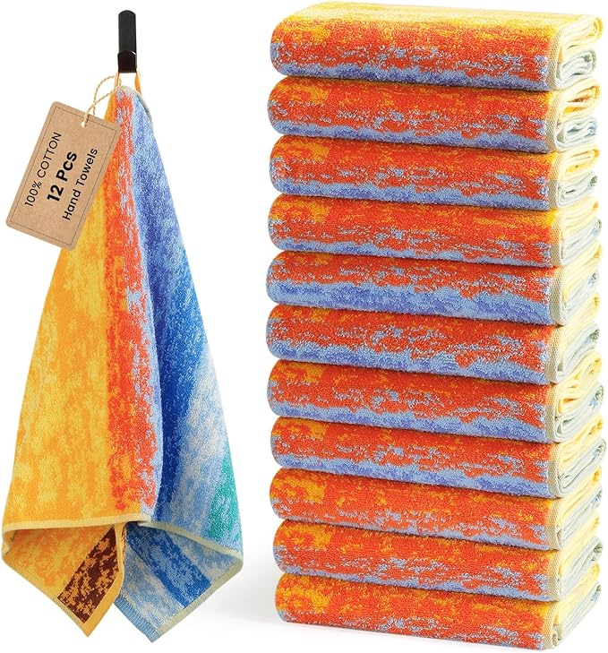SEMAXE 12 Pack Hand Towels for Bathroom, 100% Cotton Towels