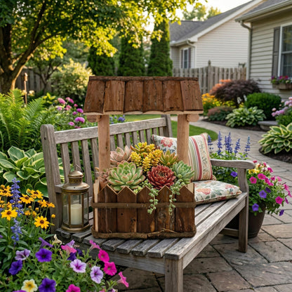 HORTICAN Mini Wooden Wishing Well Planter, Rustic Tabletop Succulent Holder, Farmhouse Plant Decor Gift for Shelf, Porch, Balcony & Indoor Display, 13x9.25x5.7 in