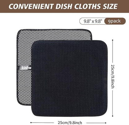 KinHwa Kitchen Washcloths for Dishes Absorbent Microfiber Dish Cloths Quick Dry