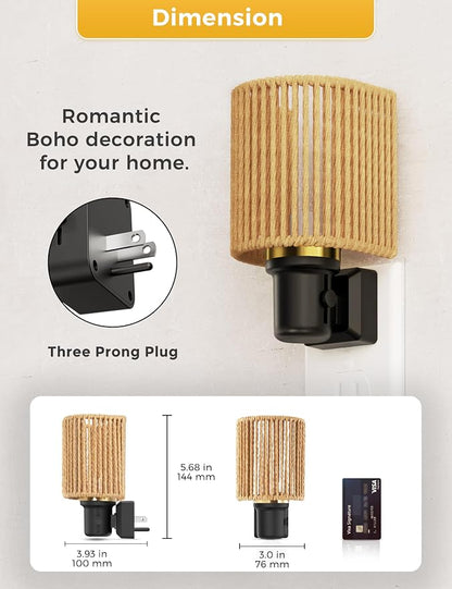 L LOHAS LED Night Lights Plug into Wall, Boho Night Light, Decorative Bohemian Night Lights, Dimmable 0-100LM, Daylight White, Light Sensor, Vintage NightLight Farmhouse for Bedroom Bathroom, 1 Pack