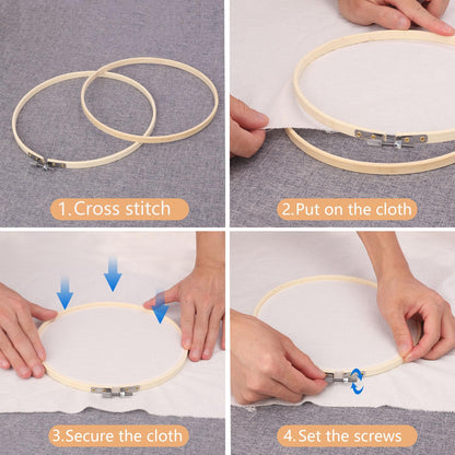 kukmakri 17 PCS 8 inch Embroidery Hoop, High-Quality Bamboo Circle Cross Stitch Hoop, Versatile, Eco-Friendly, and Durable for Art, Craft, and Needlework