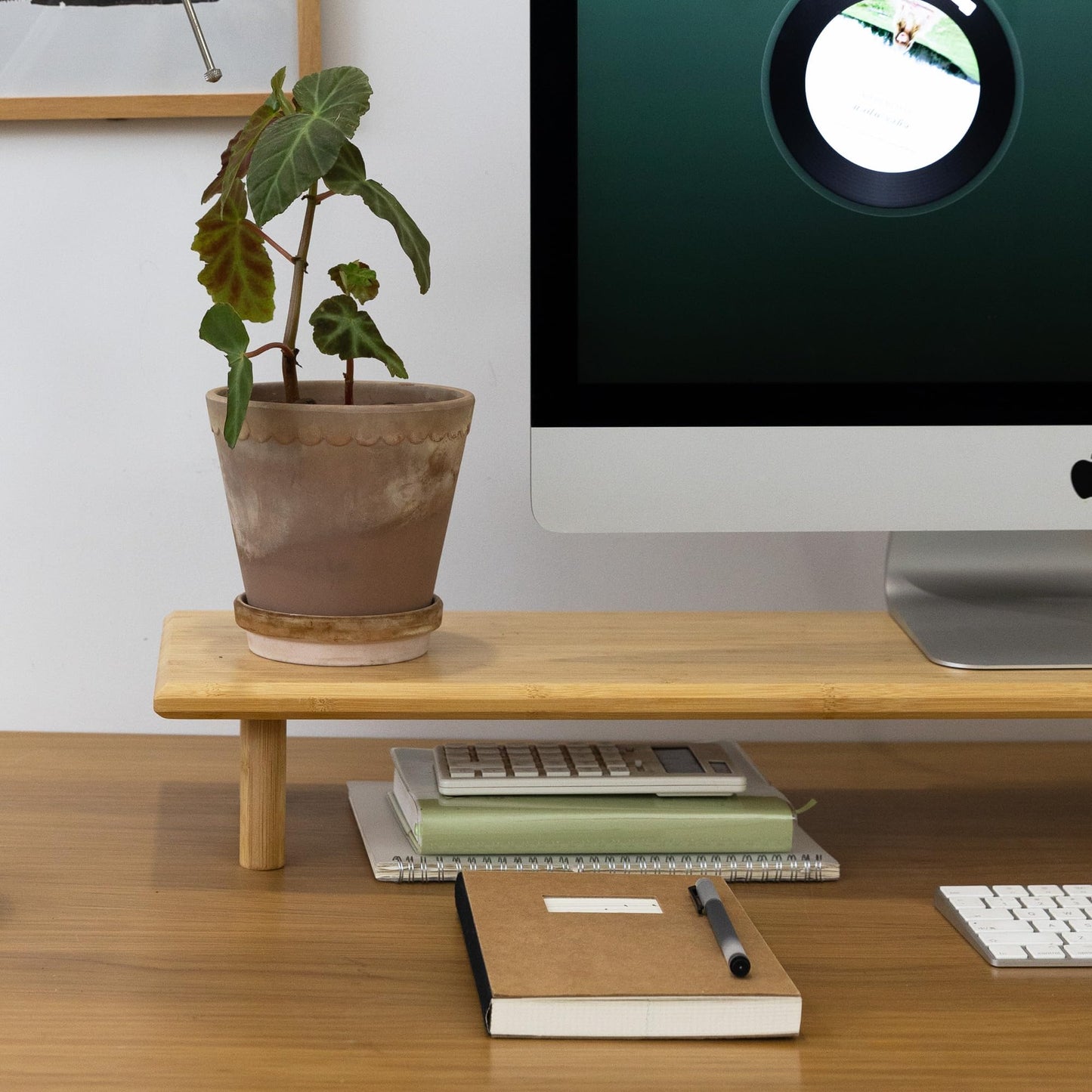 ROCDEER Bamboo Dual Monitor Stand Riser with Underneath Storage, Ergonomic Desk Shelf Supports PC Computer Monitor, Printer, TV for Home, Office, Natural