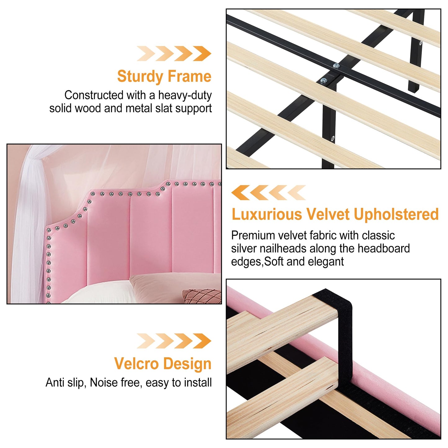 VECELO Full Velvet Upholstered Platform Bed Frame with 4 Rollers Storage Drawers,Full Size Bed with Tufted Height Adjustable Headboard,Wooden Slats/No Box Spring Needed/Easy Assembly