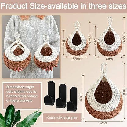 Honeydak Boho Decor Hanging Wall Baskets