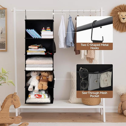 StorageWorks 5-Shelf Hanging Closet Organizers, Foldable Closet Storage