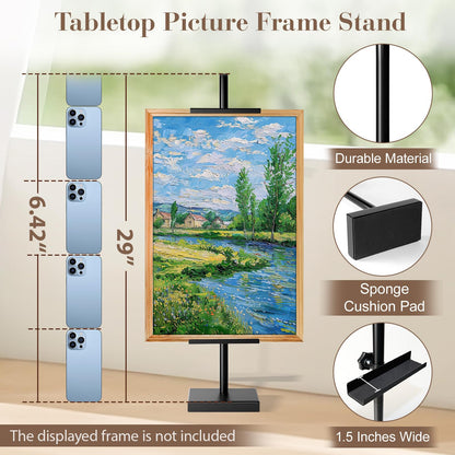 AZEAM Tabletop Easel Stand, Adjustable Poster Stand for Frames up to 29" , Black Metal Standing Easel Display Stand for Art Signs Photos, Framed Artwork Display Easel Stands for Home Events