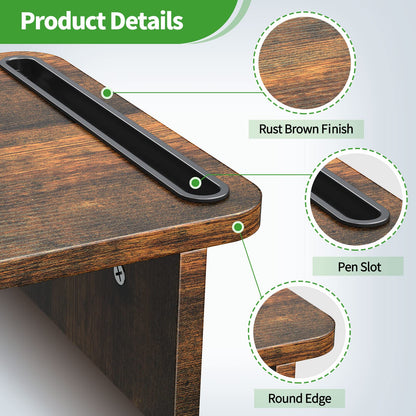 Zimilar Dual Monitor Stand Riser, Monitor Stand with Adjustable Length and Angle, Wood Monitor stand for desk, Monitor Riser for 2 monitors with Storage Space(Rust Brown Large)