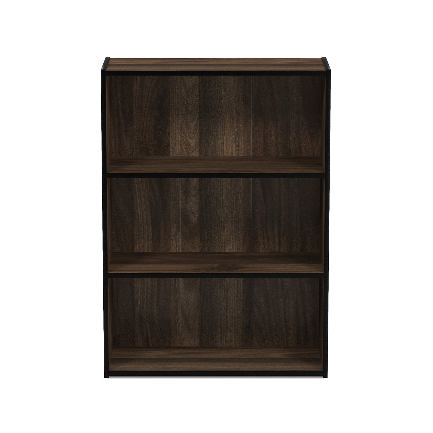 Furinno PASIR Book Shelf, 3-Tier Bookshelf, Storage Shelves Bookcase, 9.7 x 23.7 x 31.5, for Living Room, Bedroom, Home Office, Columbia Walnut