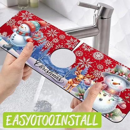 Chrismas Sink Splash Guard Faucet Mat Christmas Absorbent Fast Drying Mat Sink