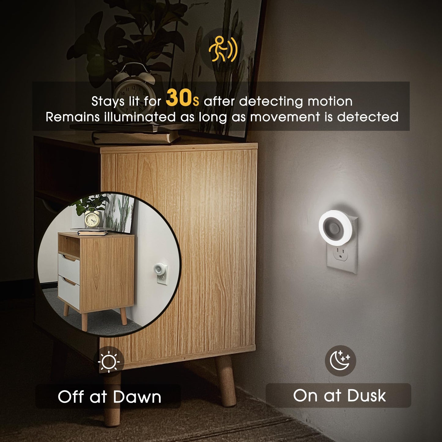 Briignite Motion Sensor Night Light, 4 Pack, Night Lights Plug into Wall, Auto On/Off Motion Activation Nightlight, Energy-Saving 0.6W LED, Daylight White, Ideal for Kids, Bedroom, Bathroom
