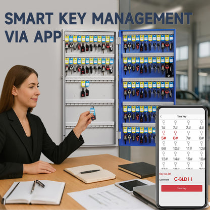 WeHere 120-Key Key Lock Box Wall Mount – Commercial Smart Key Cabinet Organizer with App, One-Time Code, Bluetooth & WiFi Unlock (Sold Separately), Key Management System for School, Rental, Office