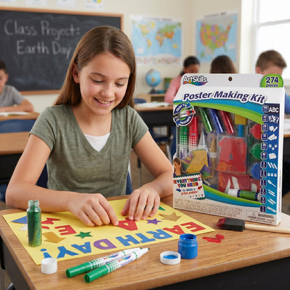 ArtSkills Poster Making Kit, Project and Crafts Science Fair Board Supplies with Markers, Stencils, Letters, Glitter, Glue and More, 274 Pieces