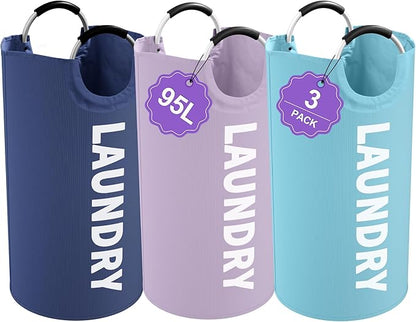 95L 3Pack Large Laundry Hamper, Foldable Laundry Basket