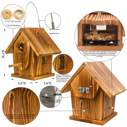 Bird Houses for Outside,DIY Kit for Adults & Kids,Solid Mortise & Tenon Structure,Carbonized for Durability and Aesthetic Appeal,Easy to Clearance,Paint Kit Included