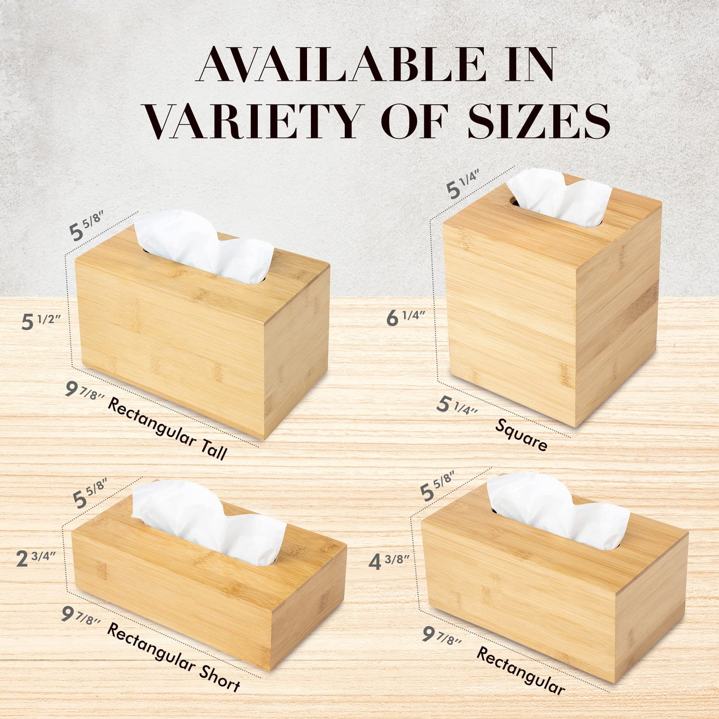 JUSK Design Tissue Box Holder - Modern, Minimalist, and Durable Wooden Tissue Box with Sliding Bottom, Easy-Refill - Premium-Quality Bamboo Tissue Box Cover, Fits 184-Count Box, Rectangular, Pack of 2