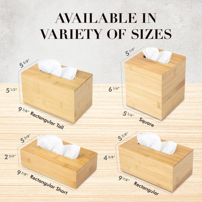 JUSK Design Tissue Box Holder - Modern, Minimalist, and Durable Wooden Tissue Box with Sliding Bottom, Easy-Refill - Premium-Quality Bamboo Tissue Box Cover, Fits 184-Count Box, Rectangular, Pack of 2