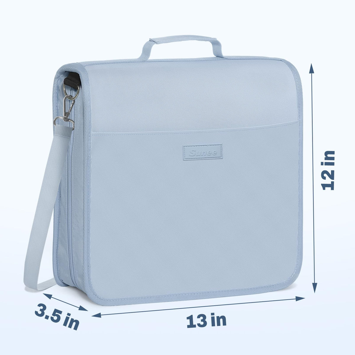 SUNEE Zipper Binder 3 Ring, 3 Inch O-Ring with Handle and Shoulder Strap, 600-Sheet Capacity, 5-Tab Expanding File Folder, Multi-Pockets for Middle School Organizer Binder with Zipper, Dusk Blue
