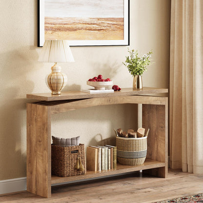 Welfuturer Console Tables for Entryway, 47.2 Inches Long Sofa Table Behind Couch with Storage Shelf, Farmhouse Wooden Entrance Table for Living Room, Hallway, Foyer