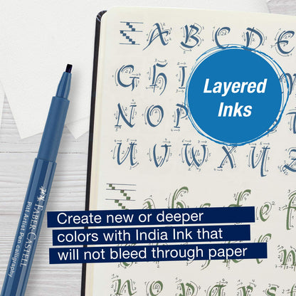 Faber-Castell Pitt Artist Calligraphy Pens | 6 India Ink Pens, 2.5 mm Chisel Tip | Multicolor Calligraphy Pen Set for Lettering, Journaling, Creative Writing & Hand Lettering Designs