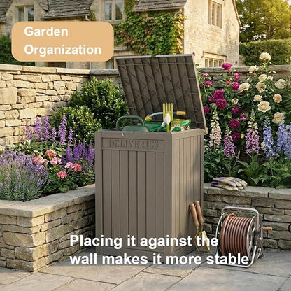 PatioZen Package Delivery Box 55 Gallon with Lockable Secure,Outdoor Package Drop Container Waterproof for Porch Patio and Curbside(Grey)