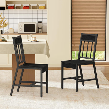 YATINEY Dining Chairs Set of 4, Industrial Kitchen Chairs with Metal Frame, Slanted Back, Wooden Dining Chair Set, for Kitchen, Living Room, Black CY03L4BB