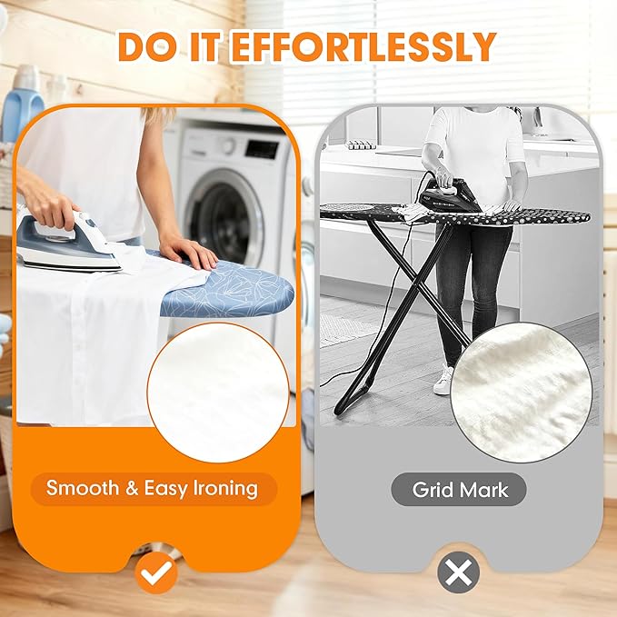 Ironing Board Cover and Pad, 21x54 Extra Large Thick Iron Padding, Scorch &