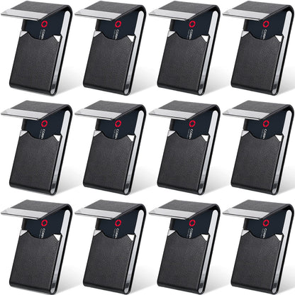 Yexiya 12 Pcs Leather Business Card Holder Case PU Leather Business Pocket Card Holders Wallet with Magnetic Closure for Men Women Office Gifts, Black