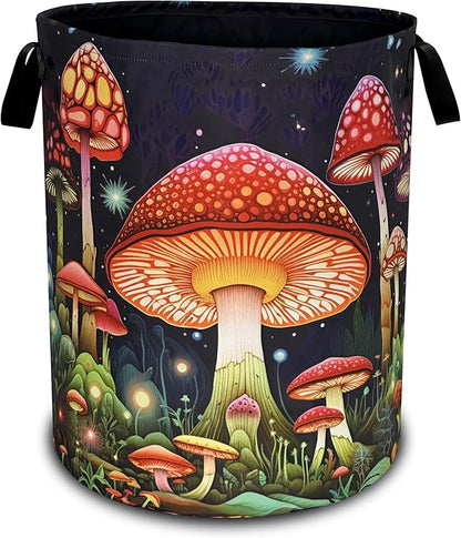 Red Mushroom Laundry Basket Oxford Cloth Psychedelic Plant Laundry Hamper