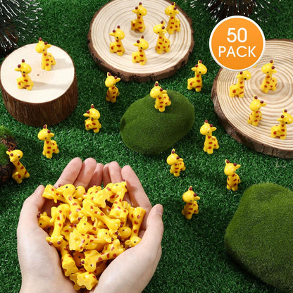 Simgoing 50 Pcs Mini Resin Giraffe Figurine Tiny Giraffe Resin Ornaments for Garden Home Decoration Zoo Animal Micro Landscape Ornaments Kit Fairy Accessories Party Gifts (Stylish)