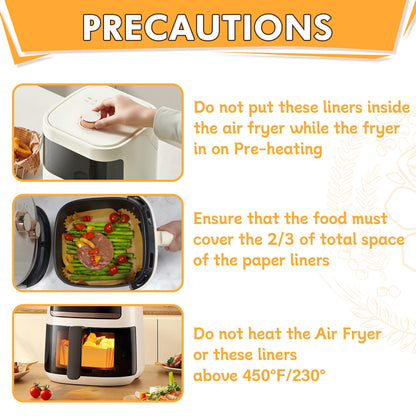 ReLuien 200pcs Air Fryer Liners Disposable, 8.7" Square Parchment Disposable Paper Liner for Air Fryer, Baking, Roasting and Microwave, Non-Stick liner Accessories