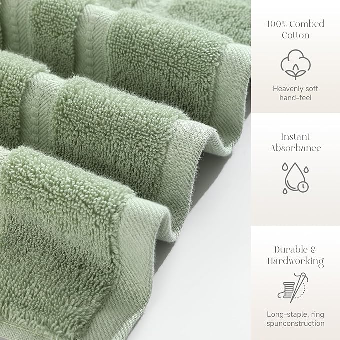 Simple&Opulence 4 Pcs Premium Hand Towels 16"x28", 600 GSM 100% Ring Spun Cotton