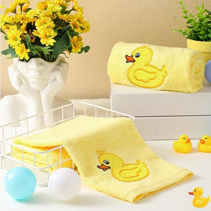 2 Pcs Rubber Ducky Hand Towels Yellow Bathroom Decor 14x29 Inch Embroidered