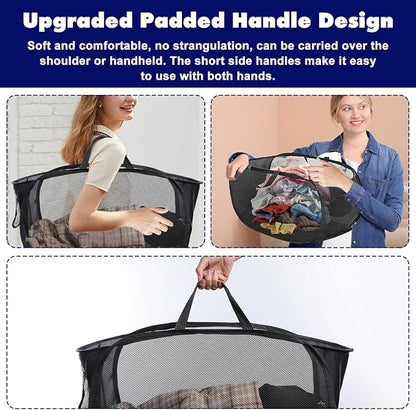4 Pack Pop-Up Mesh Laundry Basket, Open Collapsible Laundry Baskets