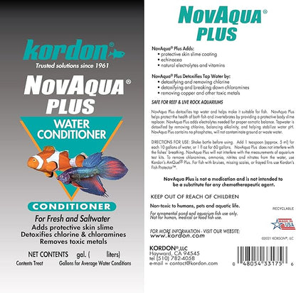 Kordon #33156 Novaqua Plus- Water Conditioner for Aquarium, 16-Ounce, Black