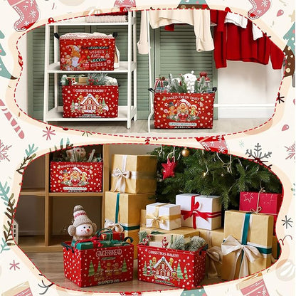 4 Pack Christmas Storage Bin Collapsible Large Christmas Gingerbread Man