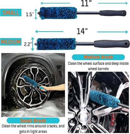 7PCS Car Wheel Rims Detail Cleaning PRO Wash Kit, Wheel Wash Mitt, Tire Brush