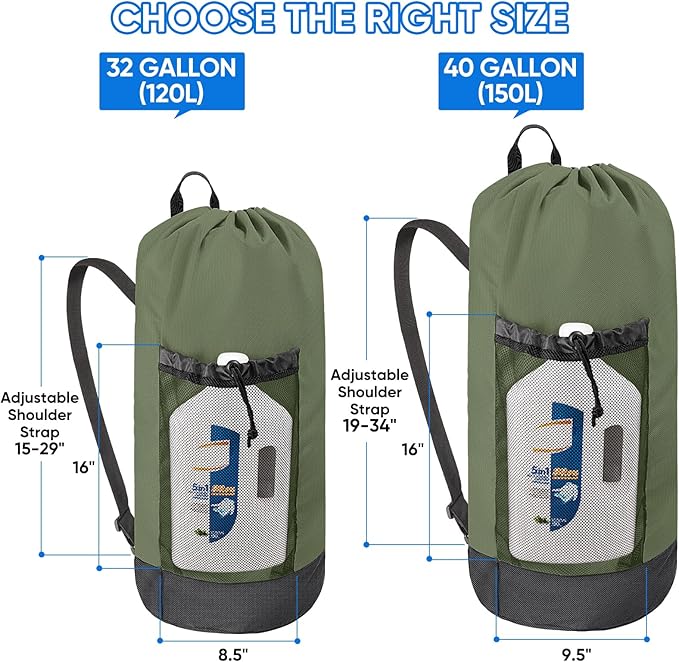 BALEINE 120L Laundry Bag Backpack, 900D Oxford Fabric Large Travel Laundry Bags