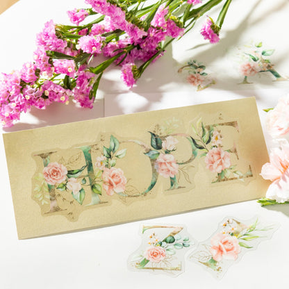 Miyouluna 216PCS Floral Alphabet & Number Stickers Set, Waterproof Letter PET Stickers for Scrapbooking, Journaling, DIY Crafts, Card Making