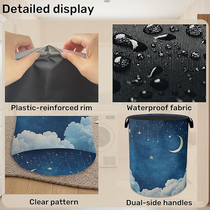 Starry Stars Moon Laundry Basket