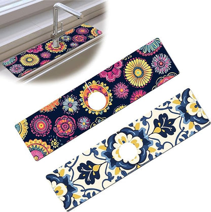 Bimkole 2 PCS Faucet Absorbent Mat, Kitchen Faucet Sink Splash Guard Wraparound