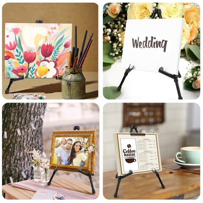 AROIC 3 Pack 14'' Tabletop Easels, Black Steel Table Top Easels for Display, Adjustable Portable Table Top Easel for Paintings, Signs, Posters,Frame Pictures(with 3 Bags)