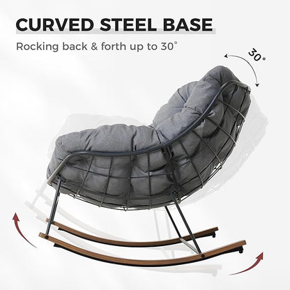 Grand patio Outdoor Rocking Chair, E-Coated Modern Cozy Lounge Rocker Chair with Cushion for Balcony Porch Patio, Gray