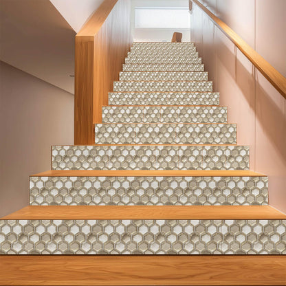 HOMETITUTE 20Pcs Hexagon Gold Glass Look Tile Stickers Peel and Stick Decorative Tiles Waterproof Removable Sticker Tiles Backsplash Decals for Kitchen Bathroom Fireplace Wall Covering 4x4 Inch not 3D