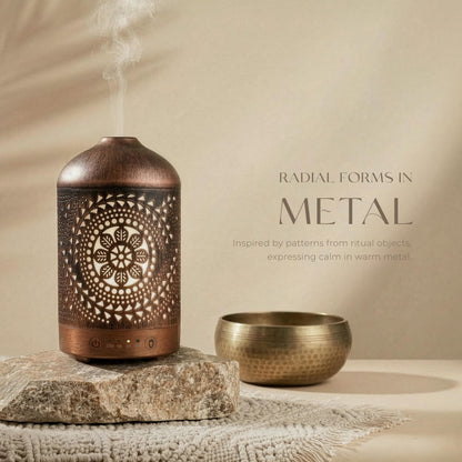 Earnest Living Essential Oil Diffuser Metal Diffuser 100 ml Timers Night Lights and Auto Off Function Home Office Humidifier Aromatherapy Boho Decor Gift