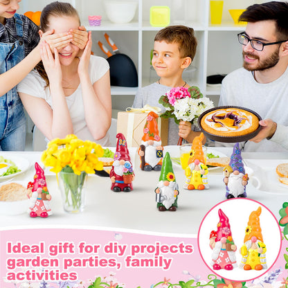 Arrowbash 6 Pcs Garden Ceramics to Paint Ready to Paint Your Own Gnome Statues 5.12 Wildflowers Theme Paintable Figurines DIY Unpainted Ceramics Plaster Crafts Kit with Brush Palette